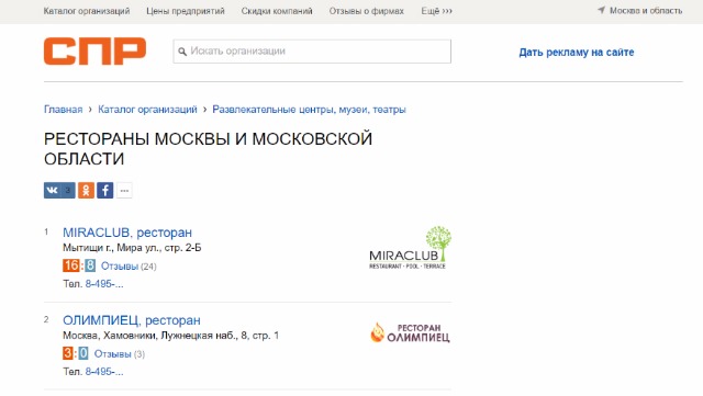 Регистрация сайта в справочниках